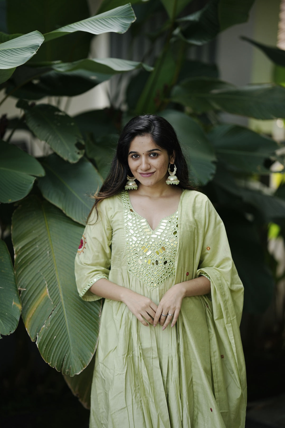 Stunning Mal Chanderi Silk Suit Set With Real Mirror Style