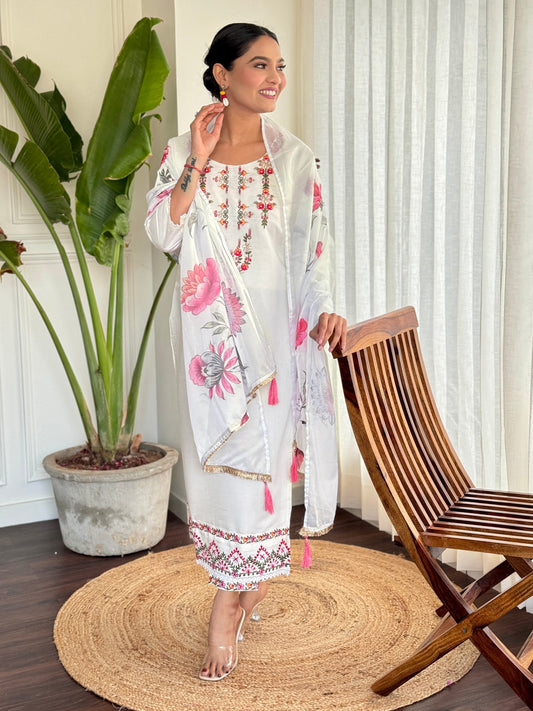 Most Beautiful Pure Viscose Chanderi Suit Set With dupatta