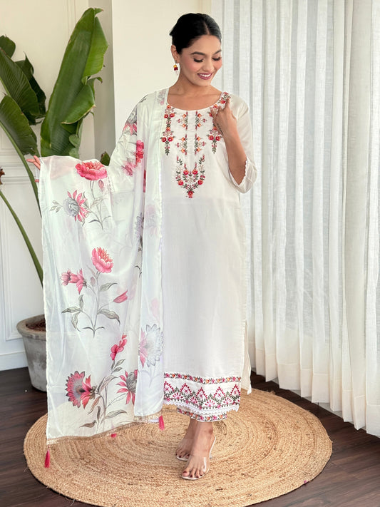 Most Beautiful Pure Viscose Chanderi Suit Set With dupatta