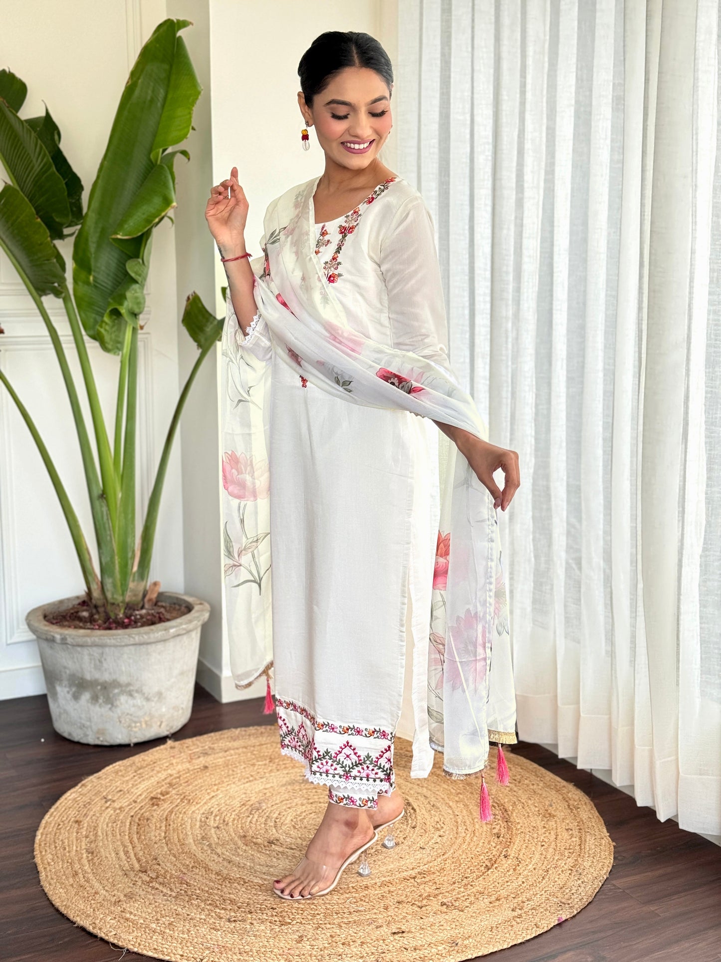 Most Beautiful Pure Viscose Chanderi Suit Set With dupatta