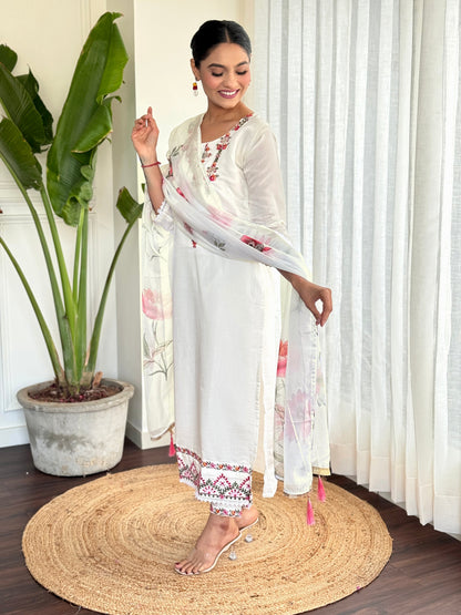 Most Beautiful Pure Viscose Chanderi Suit Set With dupatta