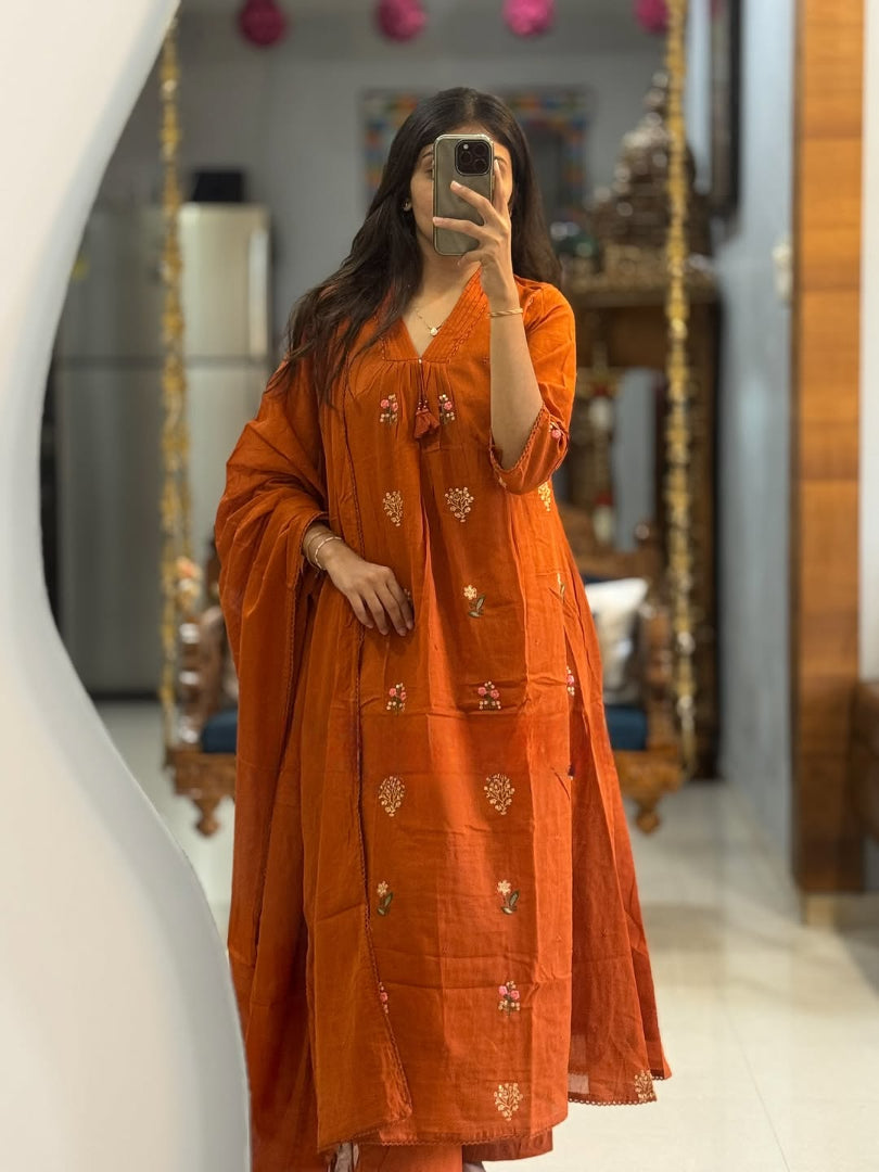 Vary Magnificent Pure Mul Cotton Embroidery Suit Set
