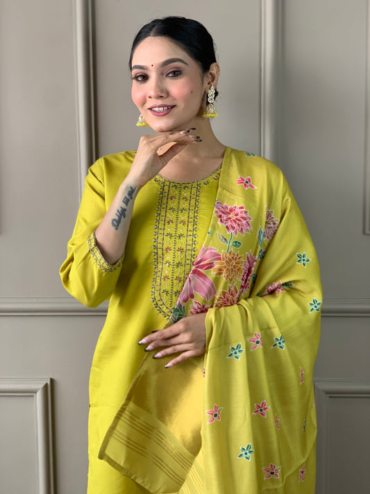 Most Beautiful Viscose Chanderi Suit Set