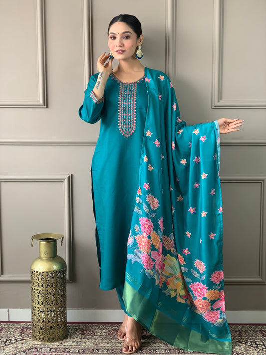 Most Beautiful Viscose Chanderi Suit Set