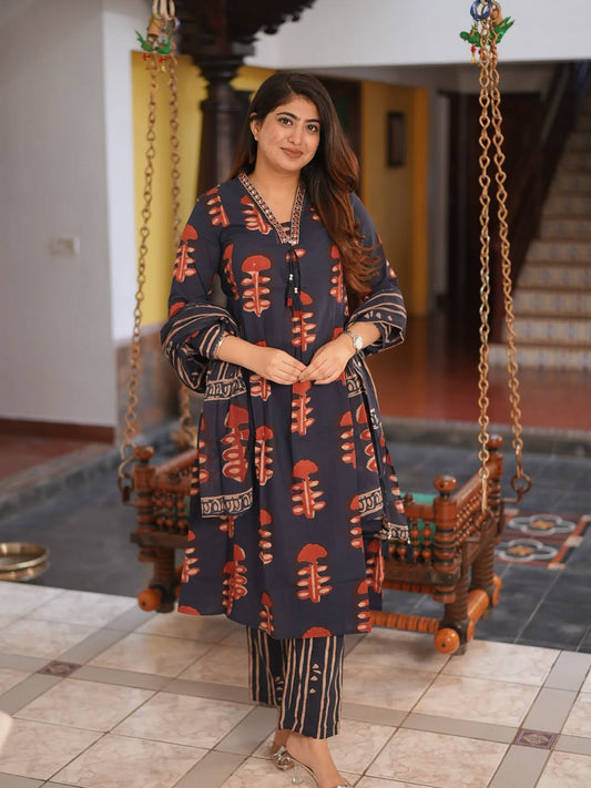 Vary Beautiful Pure Mul Cotton Jaipuri Block Print Suit Set