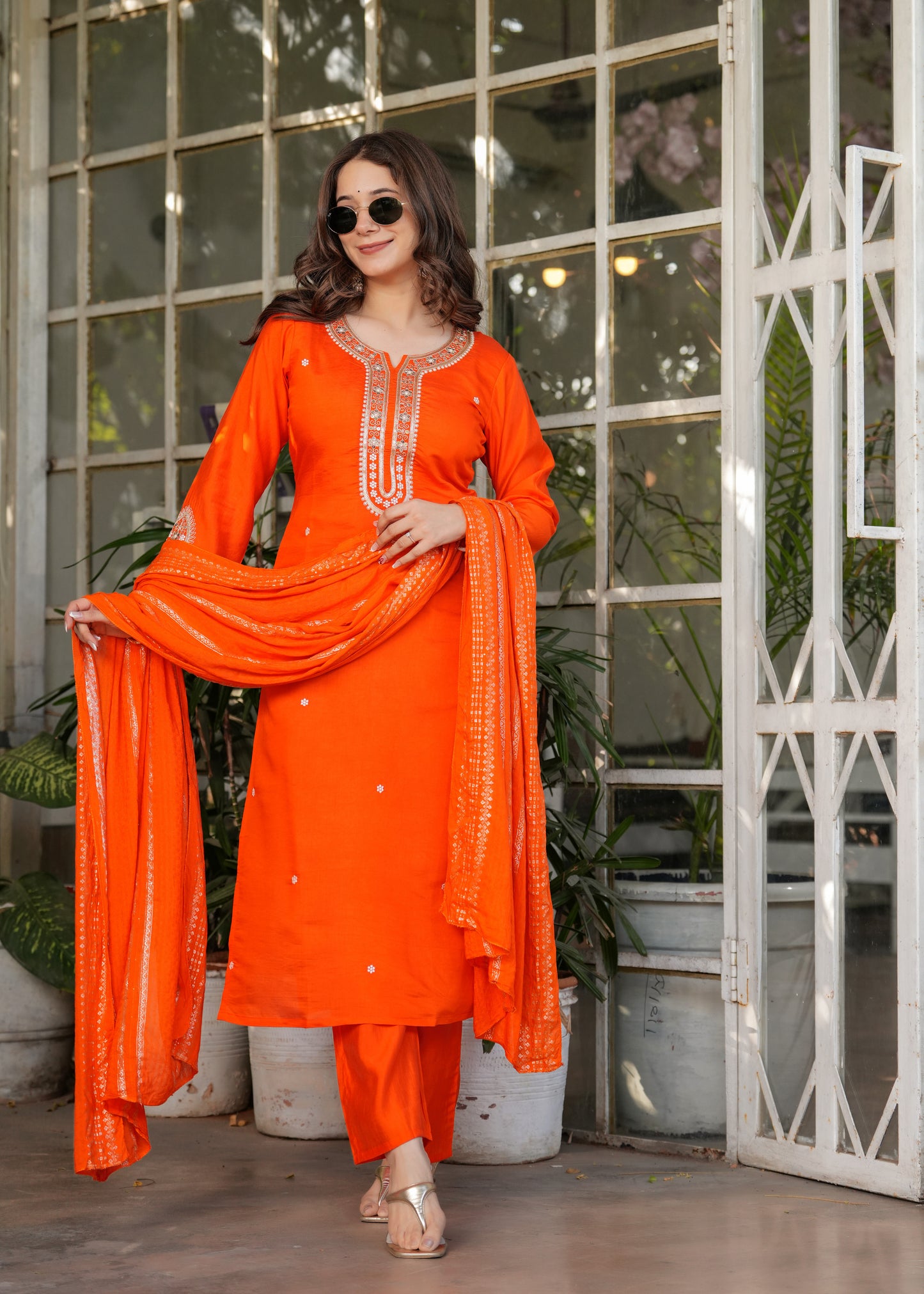 Trendy Viscose Chanderi Embroidery Suit Set With Jequard Dupatta