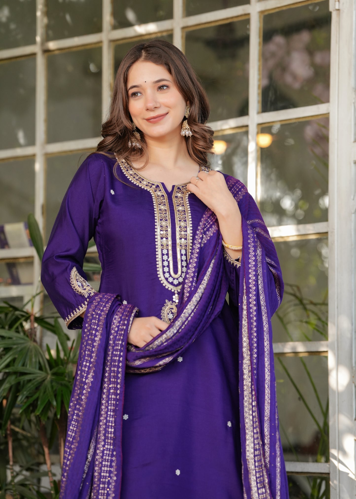 Trendy Viscose Chanderi Embroidery Suit Set With Jequard Dupatta