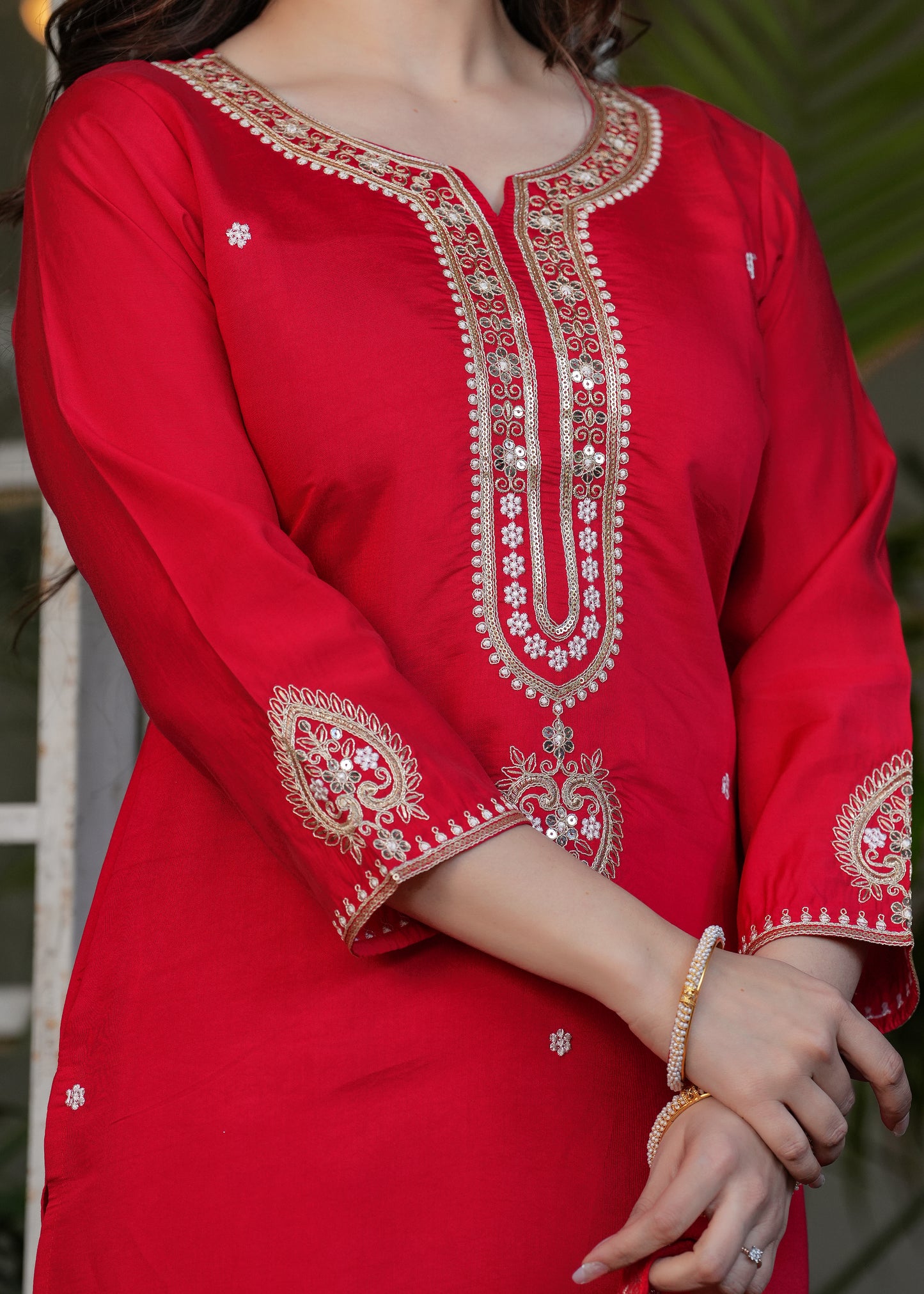 Trendy Viscose Chanderi Embroidery Suit Set With Jequard Dupatta
