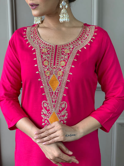 Most Beautiful Viscose Silk Suit Set With Heavy Dupatta