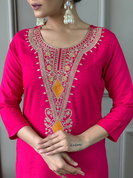 Most Beautiful Viscose Silk Suit Set With Heavy Dupatta