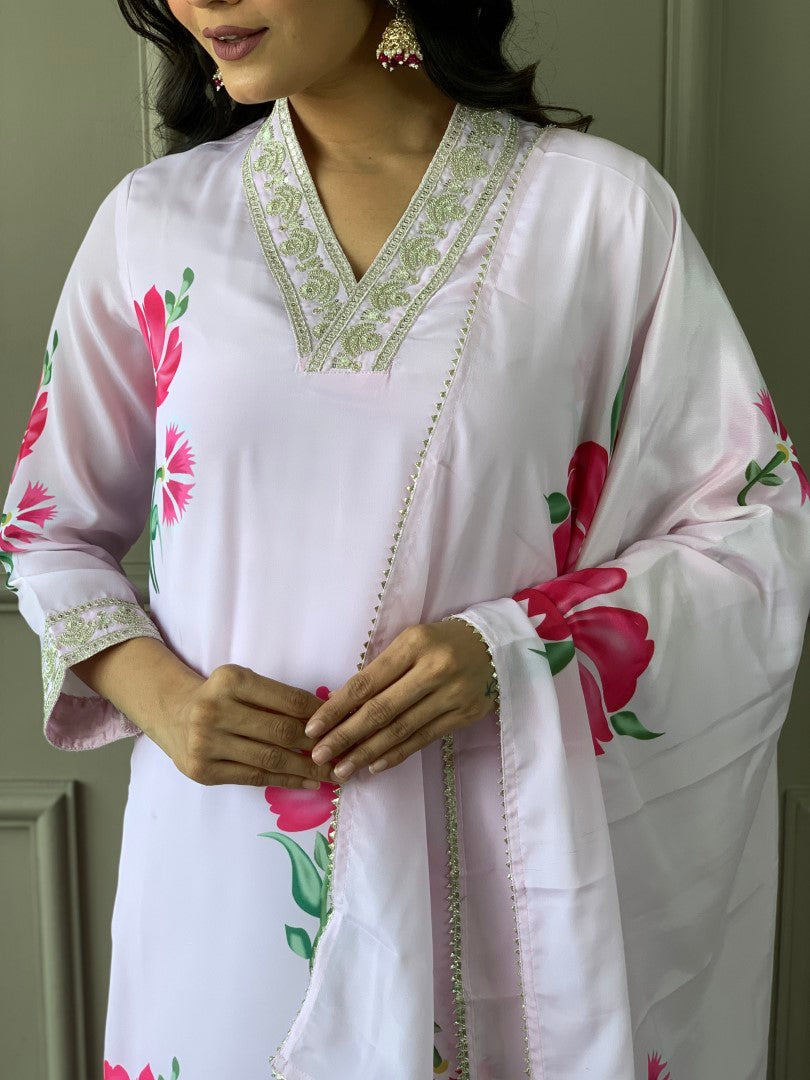 Beautiful French Crep Emboridary Suit Set