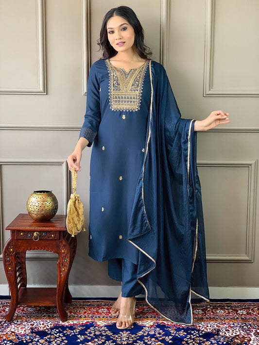 Pure Designer Rayon Suit Set With Heavy Dupatta