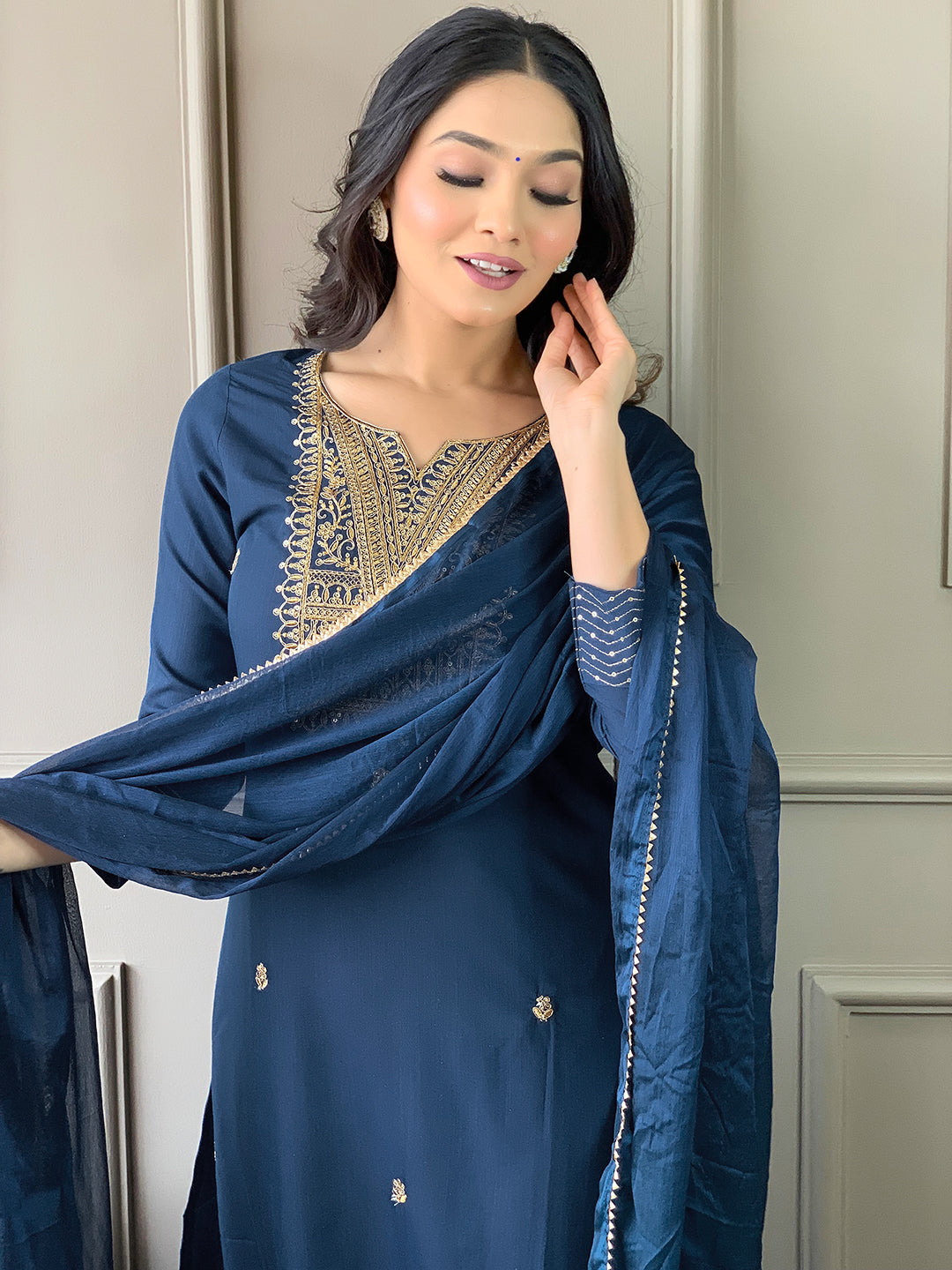Pure Designer Rayon Suit Set With Heavy Dupatta