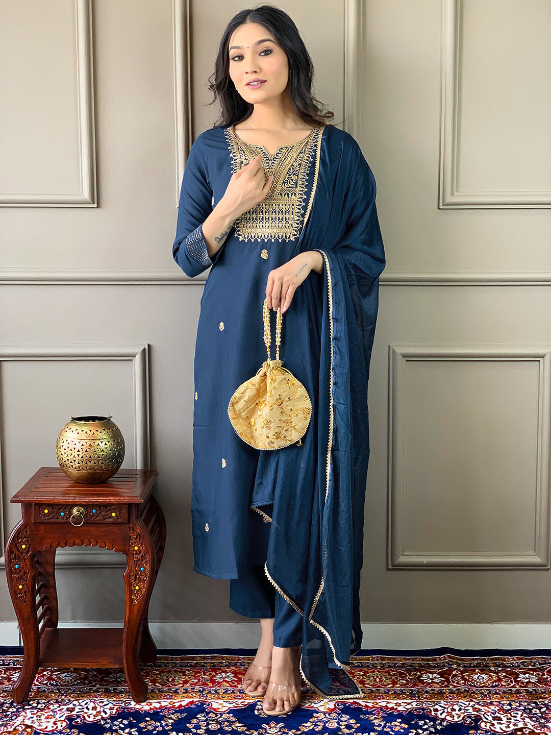 Pure Designer Rayon Suit Set With Heavy Dupatta