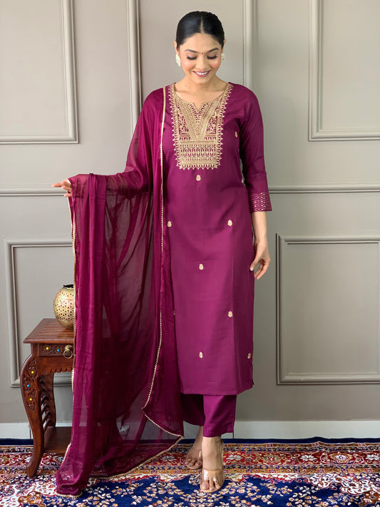 Pure Designer Rayon Suit Set With Heavy Dupatta