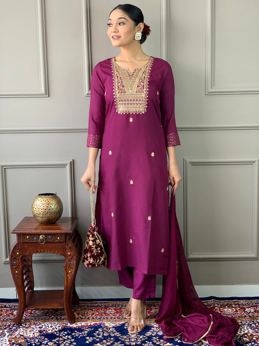 Pure Designer Rayon Suit Set With Heavy Dupatta