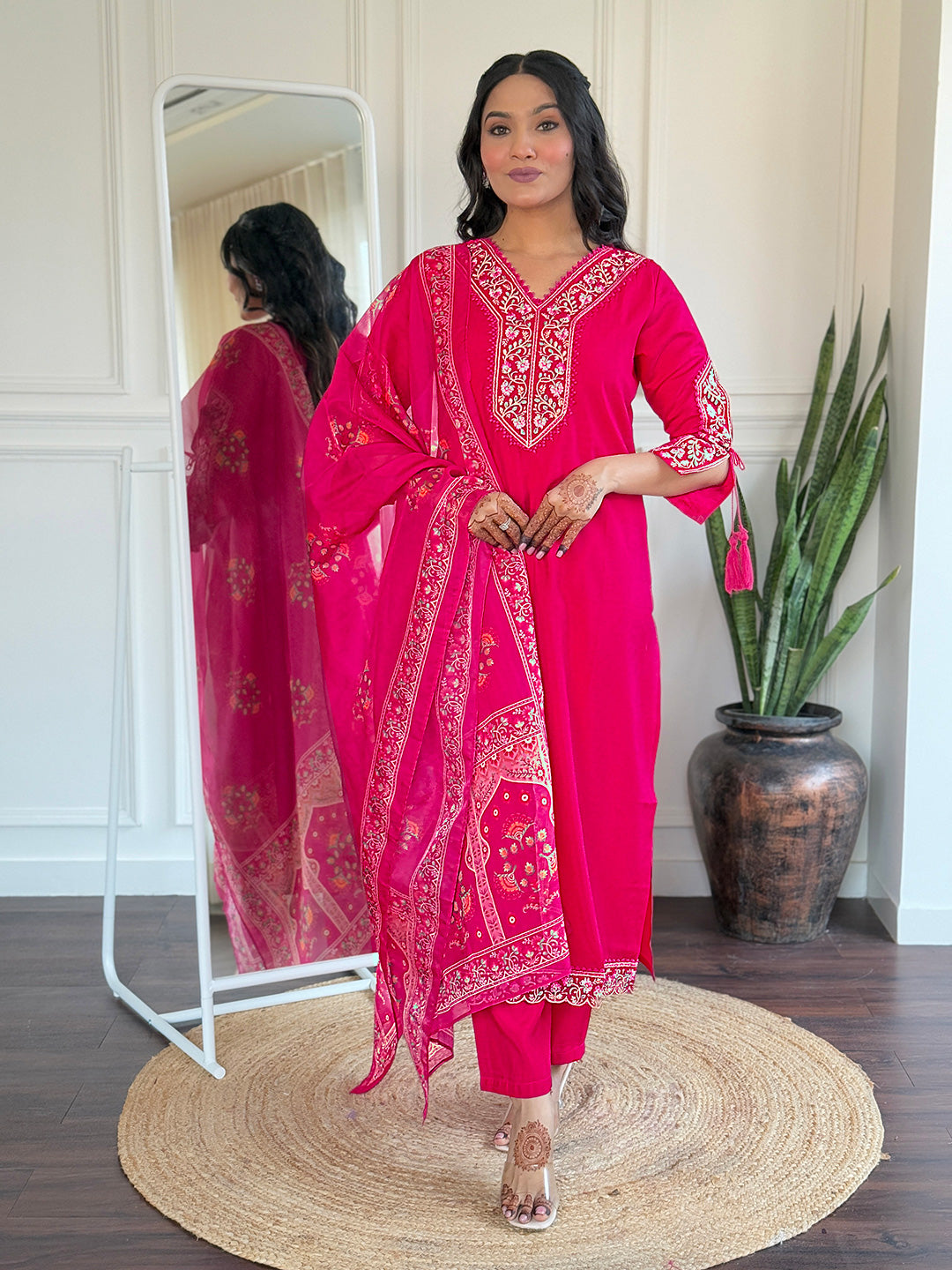 Gleaming Rani Pure Viscose Embroidery Suit Set