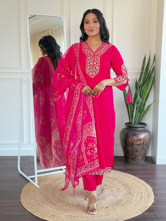 Gleaming Rani Pure Viscose Embroidery Suit Set