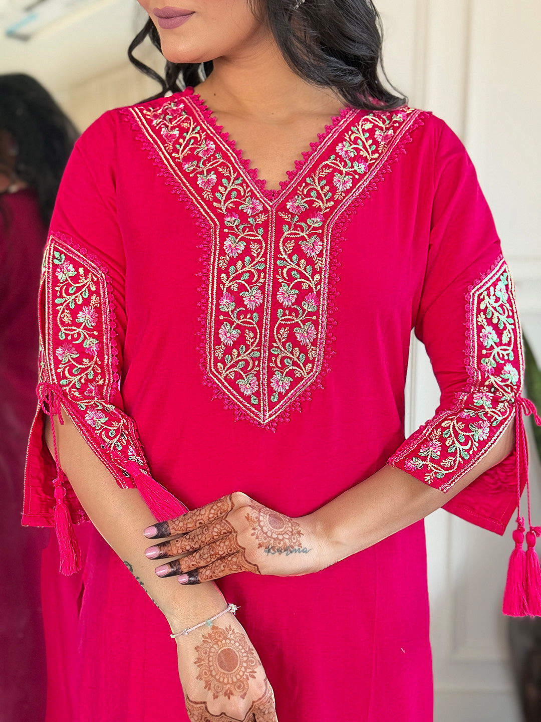 Gleaming Rani Pure Viscose Embroidery Suit Set