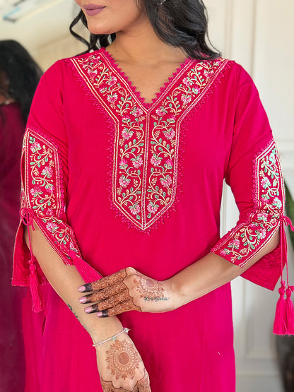 Gleaming Rani Pure Viscose Embroidery Suit Set