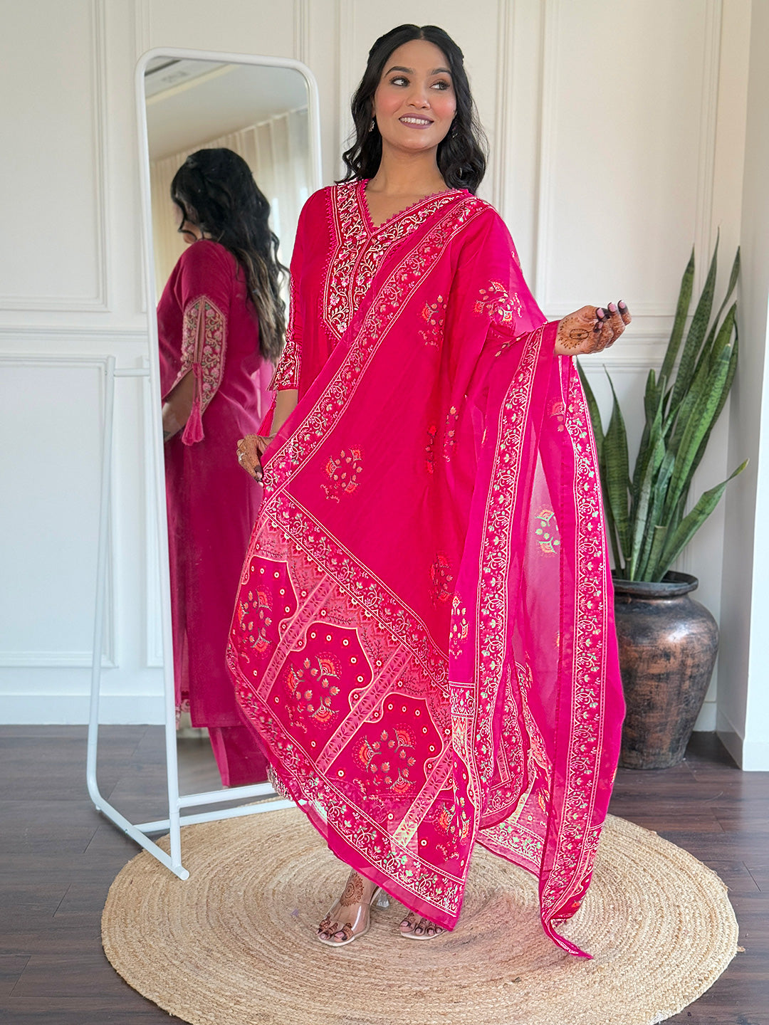 Gleaming Rani Pure Viscose Embroidery Suit Set