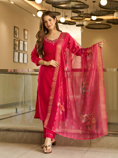 Very Charming Viscose Embroidery Suit Set