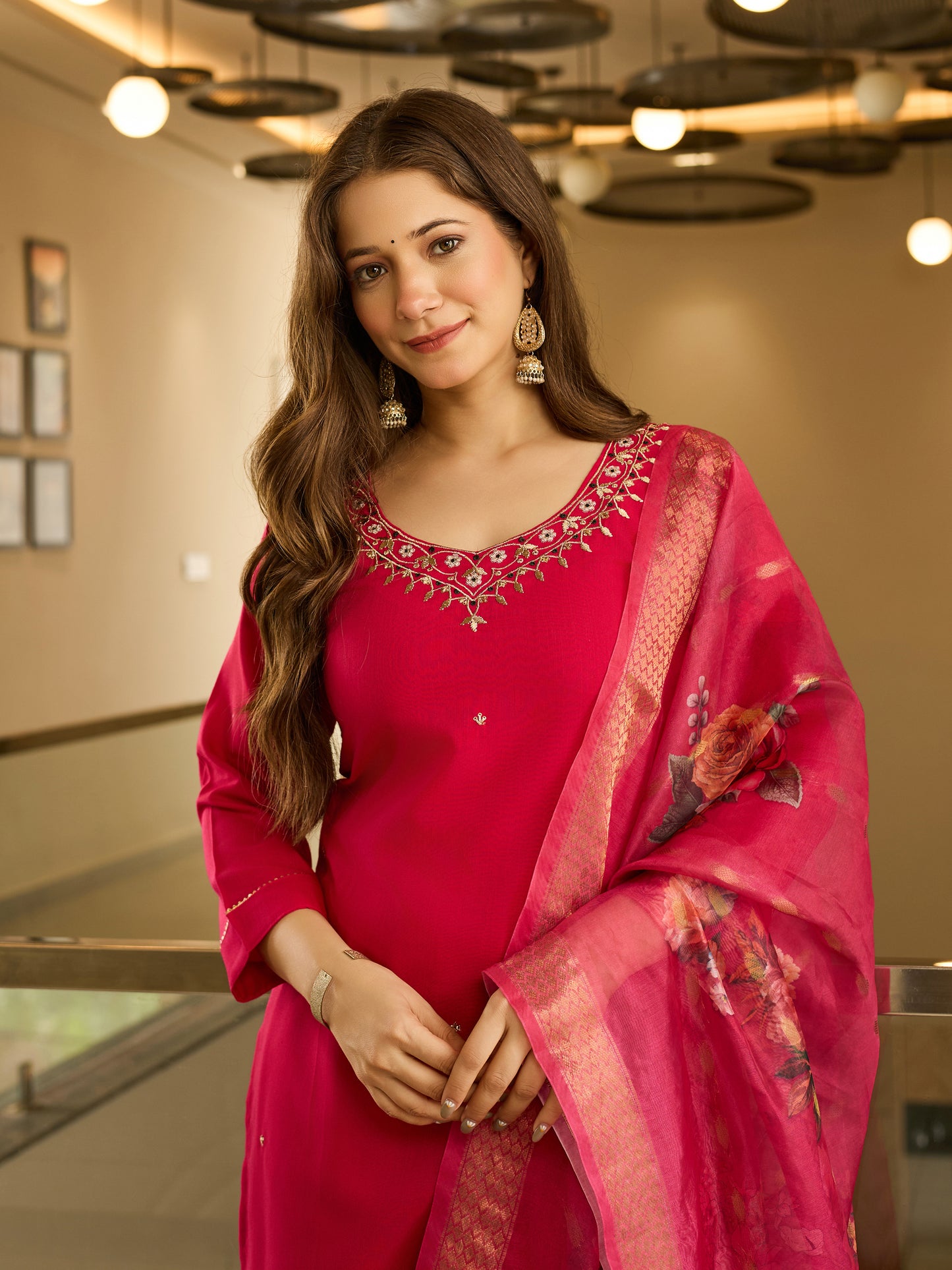 Very Charming Viscose Embroidery Suit Set