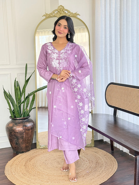 Most Appealing Rayon Embroidery  Suit Set