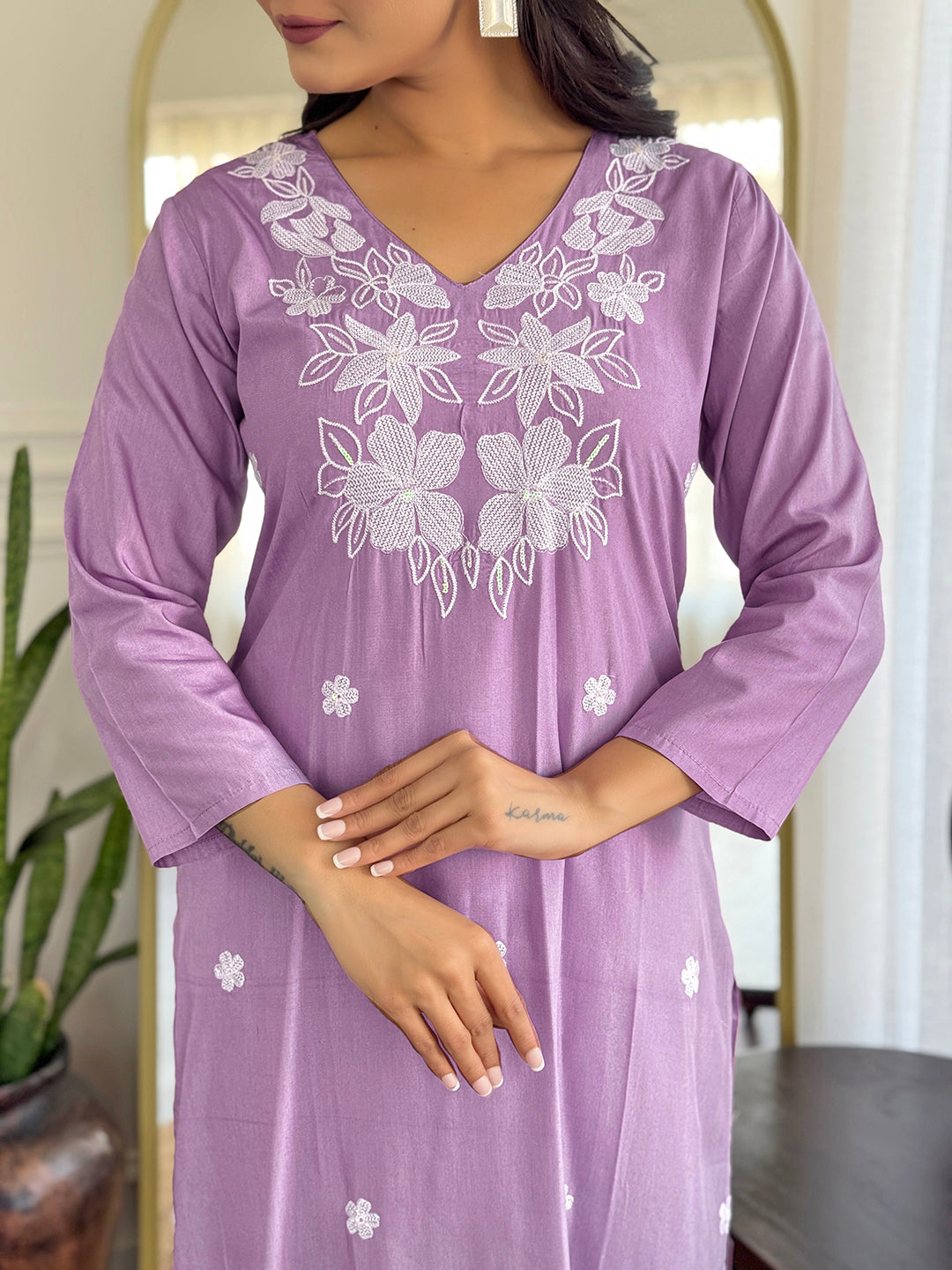 Most Appealing Rayon Embroidery  Suit Set