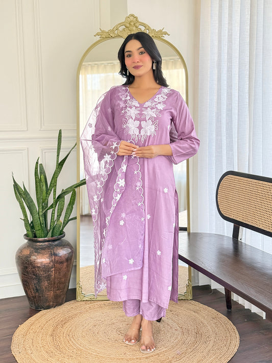 Most Appealing Rayon Embroidery  Suit Set