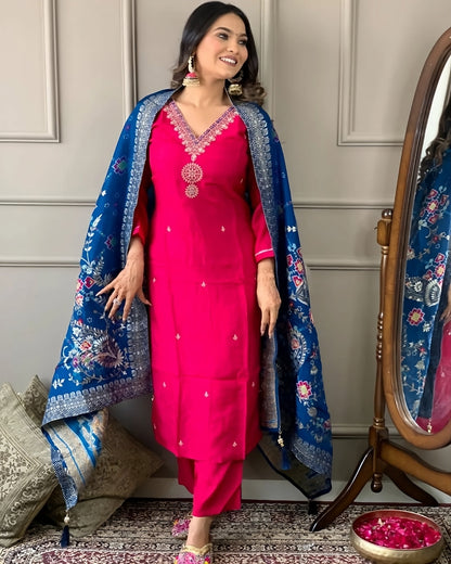 Most Beautiful Viscose Chanderi Suit Set