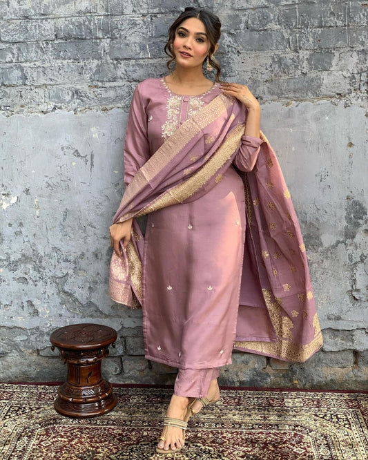 Most Beautiful Chanderi Viscose Suit Set