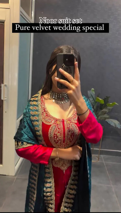 Most Trending Designer Partywear Velvet Suit Set