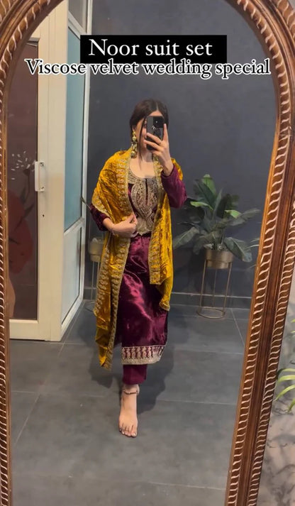 Most Trending Designer Partywear Velvet Suit Set