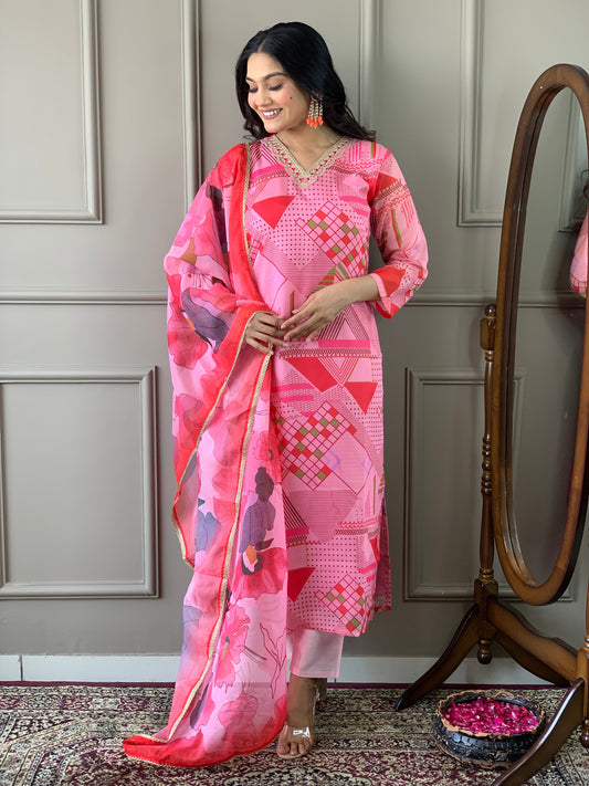 Most Beautiful Viscose Chanderi Suit Set