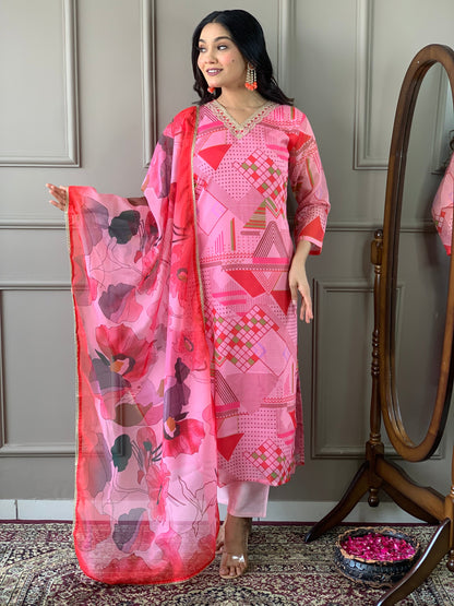 Most Beautiful Viscose Chanderi Suit Set