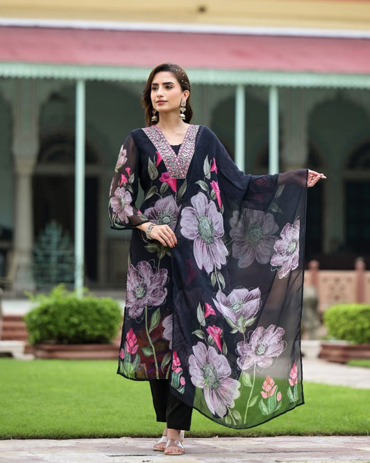Tremendous Pure Georgette Embroidery Suit Set