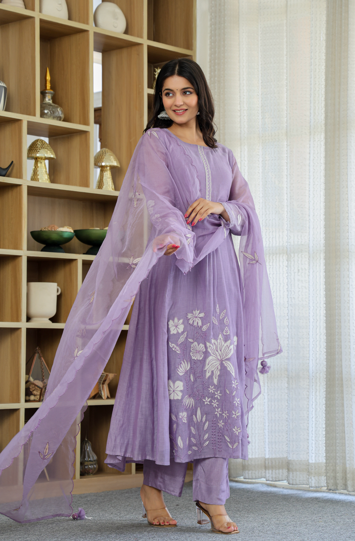graceful Chanderi Silk Embroidery Suit Set