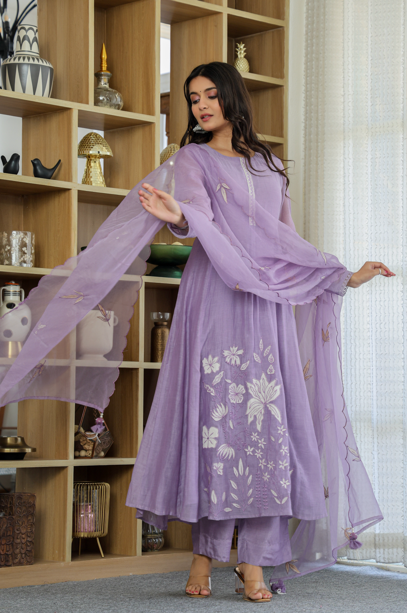 graceful Chanderi Silk Embroidery Suit Set