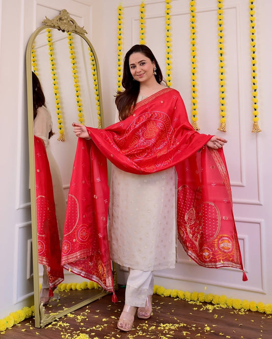 Most Charming Pure Jequard Weaving Suit Set