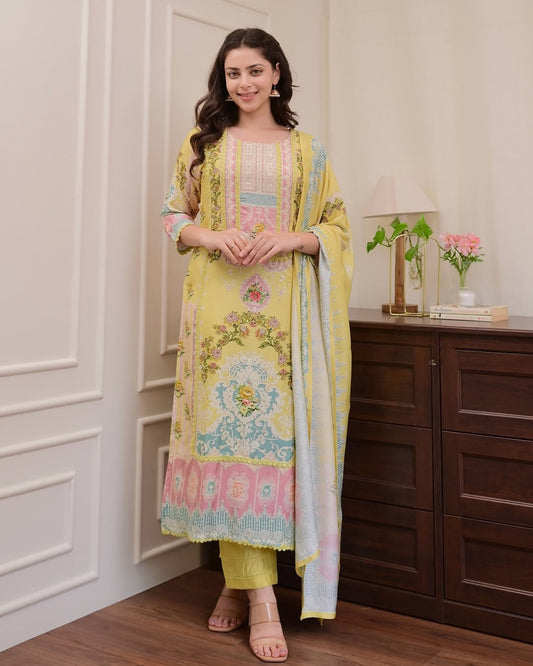 Luxurious Pure Handloom Embroidary Suit Set