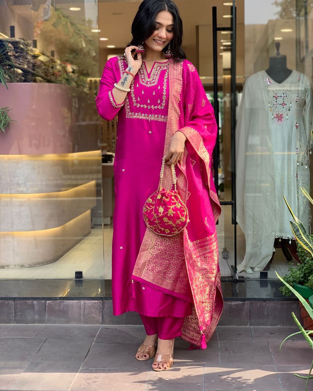 Trending Chanderi Silk Designer Suit Set