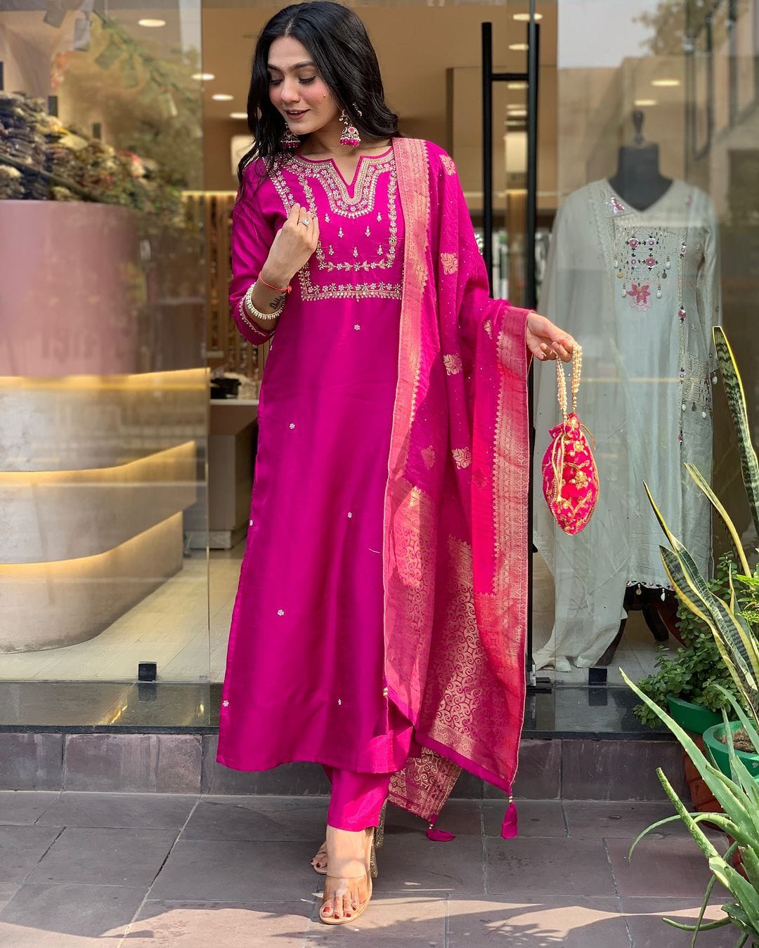 Trending Chanderi Silk Designer Suit Set