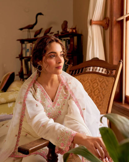 Most Beautiful Pure Chanderi Embroidered Suit Set