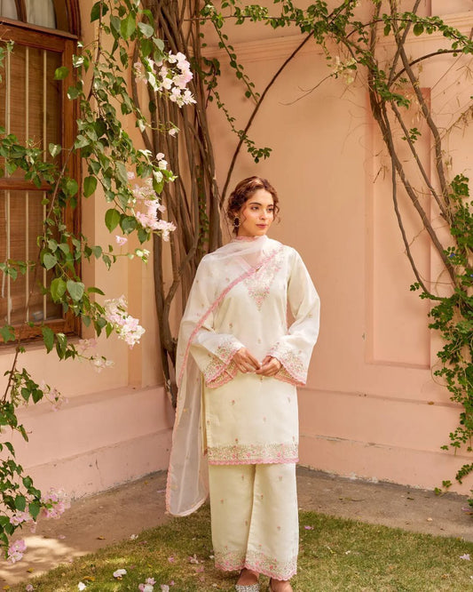 Most Beautiful Pure Chanderi Embroidered Suit Set