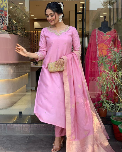 Most Beautiful Chanderi Viscose Kurta Set