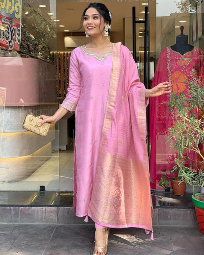 Most Beautiful Chanderi Viscose Kurta Set