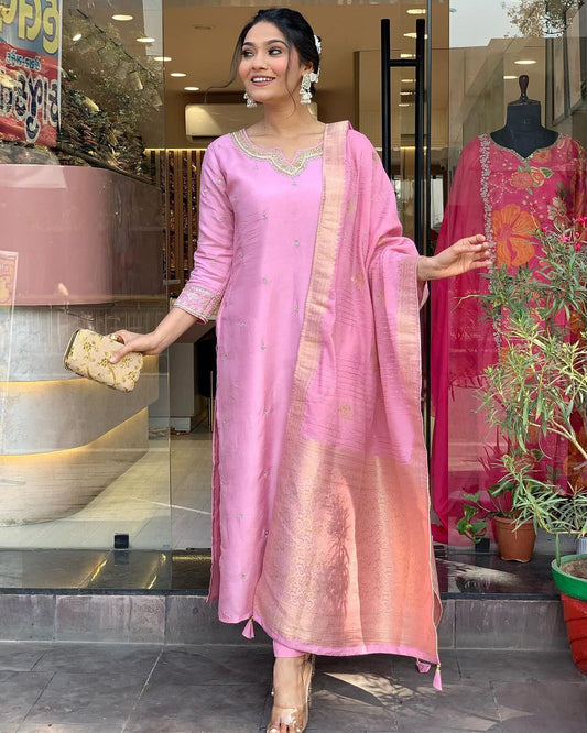 Most Beautiful Chanderi Viscose Kurta Set