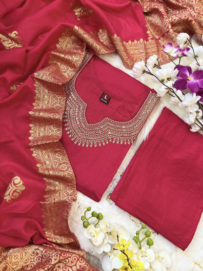 Most Beautiful Chanderi Viscose Kurta Set