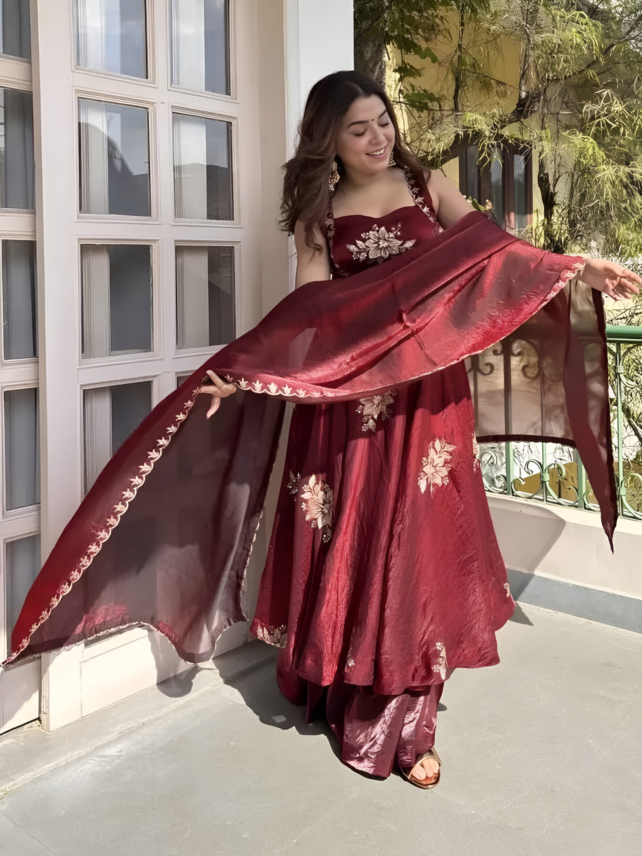Ishani Purple Heritage Occasion Embroidered Anarkali Suit Set